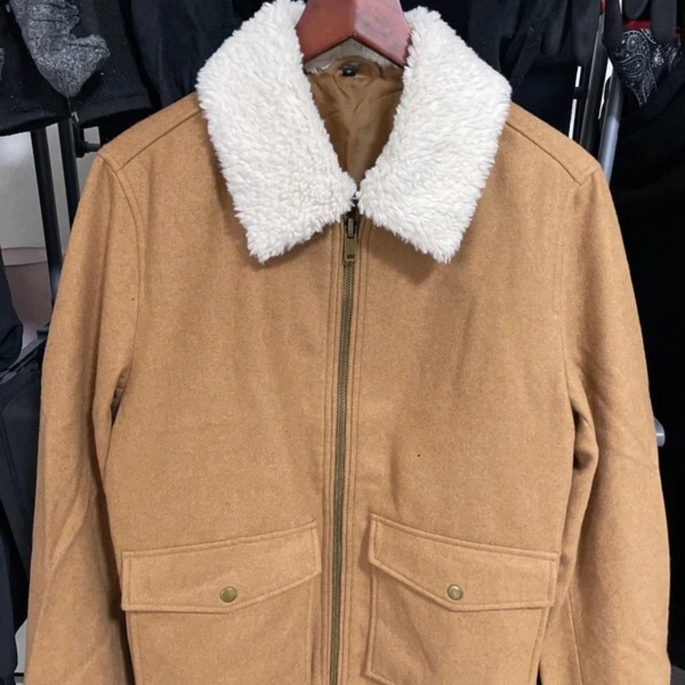 Men's Brown Bomber Jacket with Sherpa Collar